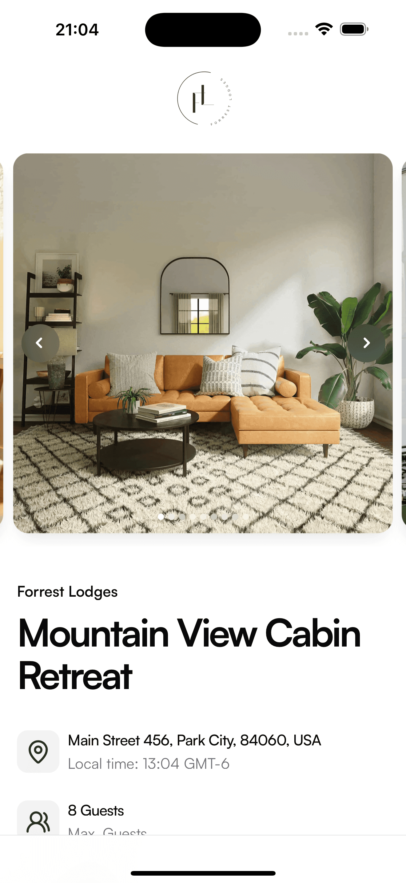 Example property page on mobile